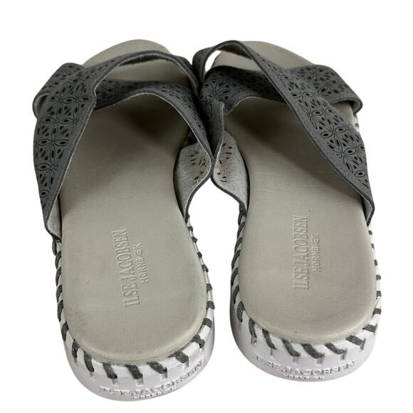 Ilse Jacobsen Hornbaek Gray Cross Band Sandal Women's Size 42 (US 12) EUC - Picture 3 of 8